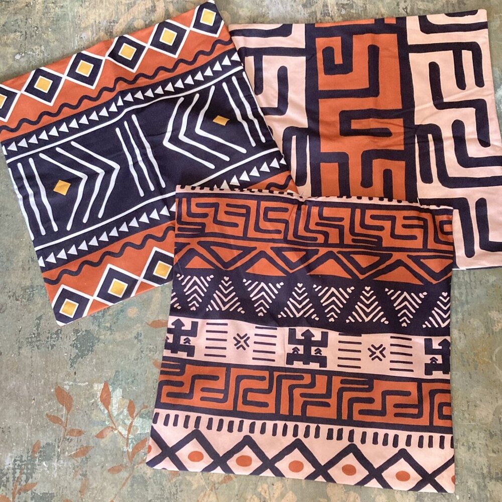 Graphic south-western Pillow Covers Geometric Tribal Lot Of 3 Fits 18” Forms